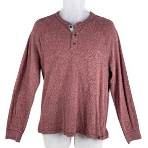 Faherty Mens L Heathered Henley Burgundy Long Sleeve Shirt 80% Organic Cotton